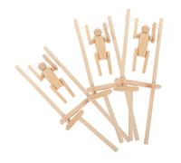 Warmhm 3 Pezzi Giocattoli in legno che fa i primi passi Bambola figure verniciabili di figura di disegno mini personaggi d'azione decorazione artigianale Di legno