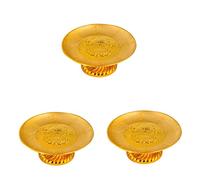 Warmhm 3 Pezzi Vassoio Offerta Buddhista Frutta Benedizione Dorato Forma di Loto Leggero e Portatile per Tempio e Casa Design Retrò Decorativo
