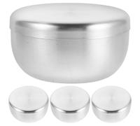 Warmhm 4 Pezzi Ciotola da Barba in Acciaio Inox Rotonda con Coperchio, | Compatta per Viaggio e Casa, Superficie Liscia Non Porosa, Adatta a Sapone da Barba e Salse