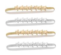 Warmhm 4 Pezzi Girl Headbands con Fasce Morbide e Elastiche per Ragazzo Design Cinque Punte Antiscivolo e Facili da Pulire per Compleanni e Attività Quotidiane