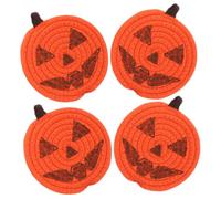 Warmhm 4 Pezzi Sottobicchieri Jack-o in Isolanti e Resistenti al Calore Accessori Halloween per Cucina e Tavola Autunnale