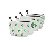 Warmhm 4pezzi Astucci in Tela Forma Di Cactus Porta Penne Portamonete Pochette Cosmetica e Portachiavi Resistente e Compatto Per Studenti e Ufficio