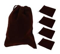 Warmhm 5 Pezzi Sacchetti Regalo con Coulisse in Marrone Buste Multiuso per Gioielli Dolcetti e Cosmetici Pratici Sacchetti di Immagazzinaggio Compatti