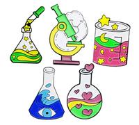 Warmhm 5pezzi Spille Smalto Laboratorio Set Attrezzature Scientifiche Brooch Donna Microbiologia Jewelry