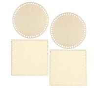 Warmhm Base in Legno per Uncinetto 4 Pezzi, Supporto per Intreccio Beige | Base Legno per Uncinetto, Liscia, Rotonda e Quadrata, per Borsa All'uncinetto e Lavori DIY