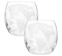 Warmhm Bicchiere Old Fashioned 450ml in Vetro, Set 2 Pezzi per Casa | Stampa Mappa Creativa, Facile da Pulire e Resistente All'usura, 2 Pezzi per Anniversario e Regalo