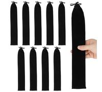 Warmhm Borsa Coulisse in Velluto Nero 36X6 CM Set da 10 Pezzi per Ventaglio Pieghevole Cinese Custodia Protettiva Salvaspazio per Eventi Matrimoni e Viaggi