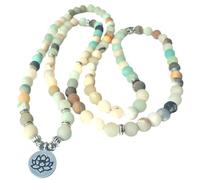 Warmhm Bracciale Uomo Donna in Pietra Naturale Sfere Lotus Design Elastico Multiuso Rosario Chic