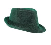 Warmhm Cappello Fedora Verde Paillettes in Velluto per Adulti e Adolescenti, Copricapo Fedora da Uomo e Donna per Festa di San Patrizio e Carnevale, Accessorio Irlandese Fortunato Fascia