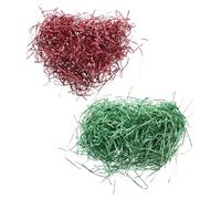 Warmhm Carta Triturata Glitterata Metallizzata 200g Rosso 100g + Verde 100g Riempitivo per Scatole Regalo Decorazioni Feste Fai da Te e Confezioni Natalizie