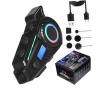 Warmhm Casco Auricolare Wireless con Microfono per Moto Cuffie da Casco con Cancellazione Rumore Memoria Assistente Vocale per Moto Atv e Snowmobile Leggere ed Ergonomiche