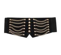 Warmhm Cintura Corsetto Larga Elastica Nera con Occhielli in Metallo Fascia Elastica Comoda per Donna Cintura Decorativa Versatile Adatta a Outfit Casual e Look Vintage