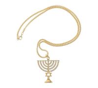 Warmhm Collana Menorah Strass a 9 Teste, Ciondolo Stella di David Ebraica Dorata, Gioielli Religiosi Hanukkah Unisex per Celebrazioni e Regali Tradizionali