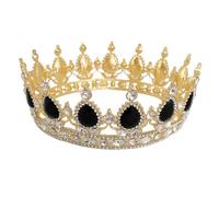 Warmhm Corona Nera in Lega Cristalli a Goccia Barocco per Sposa, Accessorio Chioma Delicato e Resistente per Feste e Balli