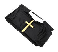 Warmhm Costume da Prete per Uomo Halloween Nero Taglia Unica 170-185 Cm Tessuto Leggero Resistente Accessori per Feste Cosplay Carnevale