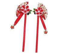 Warmhm Fermaglio Per Kanazashi Giapponese in Stile Kimono - 2 Pezzi Di Ornamenti Floreali Per Donna - Ideale Per Occasioni Speciali e Regali Di Natale Rosso Elegante