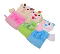 Warmhm Guanti da Bagno Guanti Cartone Animato in Rete e Spugna per Bambini 3 Pezzi Colore Assortito per Pulizia Profonda e Rimozione Eccesso di Olio, per Bagnetto