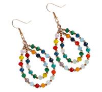 Warmhm Orecchini Pendenti Doppi Cerchi con Gioielli di Cristallo Colorate Accessori Femminili Eleganti per Feste Compleanni e Cerimonie