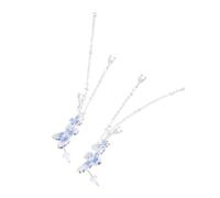 Warmhm Orecchini Pendenti Perno con Charm Farfalla e in Zirconia Design con Frange Nappa Blu per Donna Raffinati per Cerimonie e Quotidiano