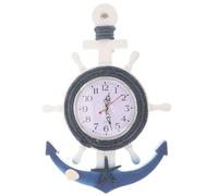 Warmhm Orologio da Parete Stile Marino Ancora e in Legno e Plastica 34X23X3 CM Design Creativo Stella Marina per Casa e Ufficio