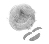 Warmhm Parrucca Bianca da Professore Anziano per Cosplay e Feste, Set Leggero in Fibra Resistente al Calore Barba e Sopracciglia, Comodo e Dall'aspetto Realistico
