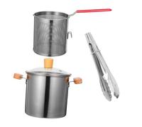 Warmhm Pentola per Frittura in Acciaio con Innovativo e Maniglia Resistente e Facile da Pulire per Friggere Bollire e Stufare in Sicurezza