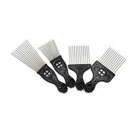 Warmhm Pettine Afro in Metallo Nero - Pettine Districante Per Afro - Design Ergonomico Perfetto Per Styling e Cura Dei Ricci Ideale Per Uomo e Donna