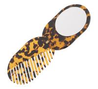 Warmhm Pettine Pieghevole in Acetato Antistatico Portatile con Specchio in Vetro, Mini Spazzola per Chioma da Viaggio per Donna e Ragazza, per Auto e Scuola