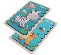 Warmhm Puzzle in Legno per Animali Educativo Gioco Incastri per Ragazzi e Ragazze Giocattolo Montessori per Sviluppo Manuale e Cognitivo Sicuro con Bordi Lisci Design Zebra e Giraffa