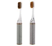 Warmhm Set 2 Spazzolini da Denti Pieghevoli Morbidi con Decorazione Brillante per Coppie Spazzolino da Denti Portatile Staccabile con Custodia Protettiva per Viaggi Campeggio e Uso