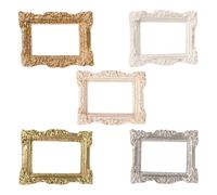 Warmhm Set 5 Pezzi Mini Cornici per Foto Vintage in Resina Decorazioni per Case di Bambole Accessori Artigianali Fai da Te per Portachiavi e Fermagli per Mini Colore Colore Casuale