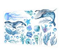 Warmhm Set Adesivi Murali Fai da Te per Vasca da Bagno Animali Marini, Decalcomanie Antiscivolo per Bagno, Decorazioni Camera da Letto Tema Oceano 30x50 Cm