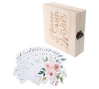 Warmhm Set da 50 Carte Previsionali e Consigli per Shower con Scatola in Legno Ricordo Giochi Interattivi per Genitori e Idee Regalo per Bambina Decorazioni per Battesimo e Festa
