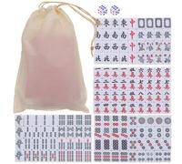 Warmhm Set Mini Mahjong da Viaggio Portatile in Melamina Stampa Chiara e Lavorazione Fine, Leggero e Creativo, per Feste e Amici Mahjong