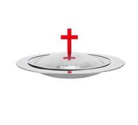 Warmhm Set Vassoio per la Comunione in Acciaio Inox con Coperchio Piatto Decorativo per Pane e Vino per Cerimonie Religiose come Battesimo e Prima Comunione Rivestimento Igienico e