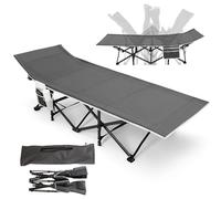 Warmiehomy Letto da campeggio per adulti, XXL, pieghevole, leggero, pieghevole, con tasca laterale, portatile, extra largo, per esterni, giardino, campeggio, viaggi, interni, grigio