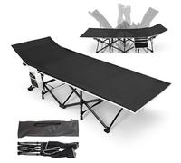 Warmiehomy Letto per gli ospiti pieghevole per adulti, portata fino a 600 lb, XXL, 190 x 71 x 38 cm, letto pieghevole extra largo, per campeggio, viaggi, giardino, esterni, colore nero