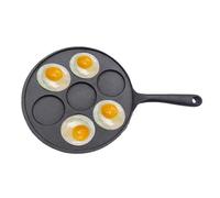 Warmiehomy Padella per pancake in ghisa, antiaderente da 23 cm, con 7 fori, per crêpe e pancake, con manico lungo, per mini pancake e uova per cottura a gas, elettrico, induzione e forno