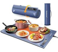 Warming Plate piastra termica per cibo, scalda buffet con 3 impostazioni di temperatura, tappetino riscaldante portatile veloce per feste, buffet, ristoranti, uso quotidiano a casa, blu