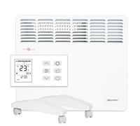 WARMTEC Riscaldamento elettrico 1500 W | Riscaldamento a convettori con WiFi, e display LCD e classe di protezione IP24 | Radiatore a convezione a risparmio energetico da parete o da appoggio | Bianco