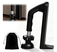 WARMWOO Fermaporta regolabile in lega di alluminio, dispositivo di sicurezza portatile per la casa, fermaporta con ventosa da pavimento, per hotel e viaggi, doppia protezione (nero)