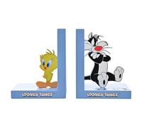 Warner Bros - Coppia di fermalibri Looney Tunes - Titti e Sylvester - Merchandise con licenza ufficiale - Articoli per la casa e regali, soggiorno, biblioteca, libreria camera da letto per bambini e