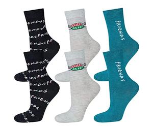 Warner Bros Friends Calzini Donna Cotone Calze Donna Invernali Divertenti Gadget 35-40 Blu 3 Paia