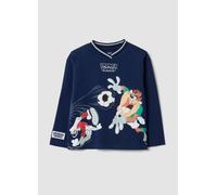 WARNER BROS, T-shirt Blu A Maniche Lunghe In Puro Cotone Con Stampa Looney Tunes Per Bambino, Blu, Taglia: 6-7