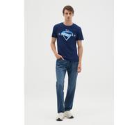 WARNER BROS, T-shirt Da Uomo In Puro Cotone Blu Con Logo Superman, Blu, Taglia: XXL