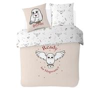 WARNER - Copripiumino Harry Potter Hedwige 2 persone + 2 federe 63 x 63 cm, colore: Ecru - 100% cotone