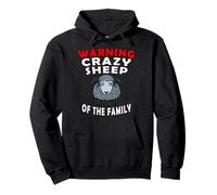 Warning Crazy Sheep of The Family Pecora Divertente Felpa con Cappuccio