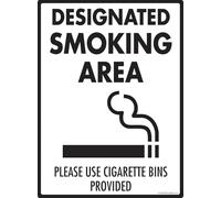 Warning! Designated Smoking Area Cigarettes Targa in metallo Decorazione da parete 15,2 x 20,3 cm
