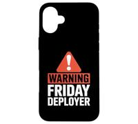 Warning Friday Deployer IT Joke For Developers Custodia per iPhone 16 Plus