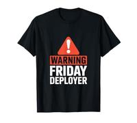 Warning Friday Deployer IT Joke for Developers Maglietta